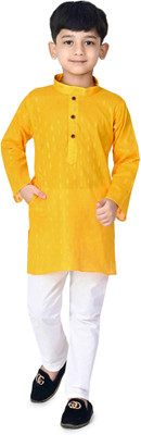 AZAL COLLECTIONS Boys Festive & Party Kurta and Pyjama Set(Yellow Pack of 1)