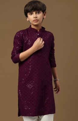 VADLI FASHION Boys Festive & Party Kurta and Pyjama Set(Purple Pack of 54)