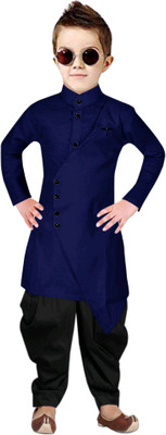 TRUST OUS Boys Festive & Party Kurta and Dhoti Pant Set(Dark Blue Pack of 1)