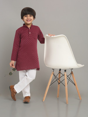 ARHAAM COLLECTION Boys Festive & Party Kurta and Pyjama Set(Maroon Pack of 1)