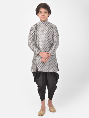 DEYANN Boys Festive & Party Kurta and Dhoti Pant Set(Silver Pack of 1)