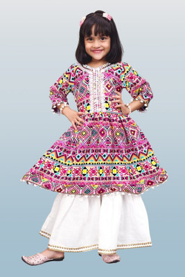 Agnivesha Baby Girls Festive & Party Kurta and Palazzo Set(Multicolor Pack of 1)