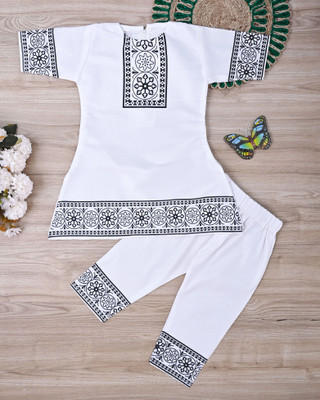 Rkdress Girls Casual Kurta and Pyjama Set(White Pack of 1)