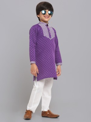 CENSAL Boys Festive & Party Kurta and Pyjama Set(Purple Pack of 1)