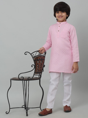 RCENSA Boys Festive & Party Kurta and Pyjama Set(Pink Pack of 1)