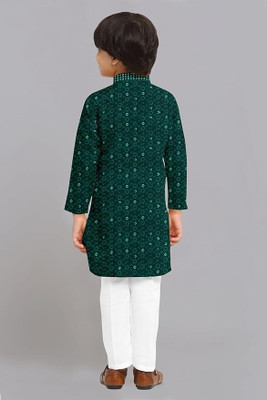 DIAMOND CLUSTER Boys Wedding Kurta and Pyjama Set(Dark Green Pack of 1)
