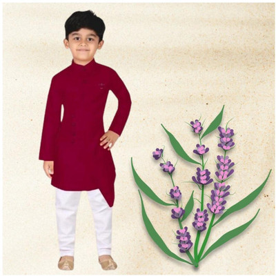 VC FASHION HUB Baby Boys Festive & Party Kurta and Pyjama Set(Maroon Pack of 1)