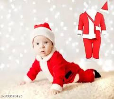 Jingle Bell Baby Boys & Baby Girls Festive & Party Blazer, Shirt and Trouser Set(Red Pack of 4)