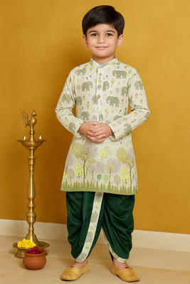 NFC CREATION Boys Festive & Party, Wedding Kurta and Dhoti Pant Set(Green Pack of 1)