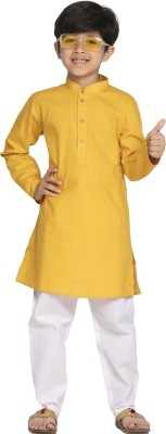 Enmozz Baby Boys Festive & Party Kurta and Pyjama Set(Yellow Pack of 1)