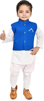 RIHAN FASHION Baby Boys Festive & Party, Wedding Kurta, Waistcoat and Pyjama Set(Blue Pack of 3)