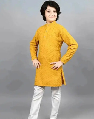Chobbi dresses Boys Festive & Party Kurta and Pyjama Set(Yellow Pack of 2)