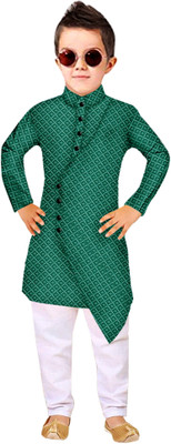 TRUST OUS Boys Wedding Kurta and Churidar Set(Green Pack of 1)