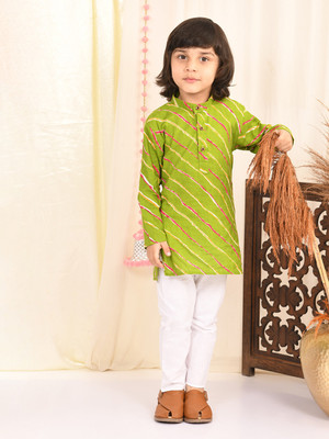 Superminis Boys Festive & Party Kurta and Pyjama Set(Green Pack of 1)