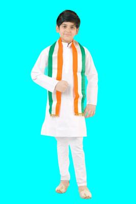 HouseOfCommon Boys Festive & Party Kurta, Pyjama & Dupatta Set(White Pack of 1)