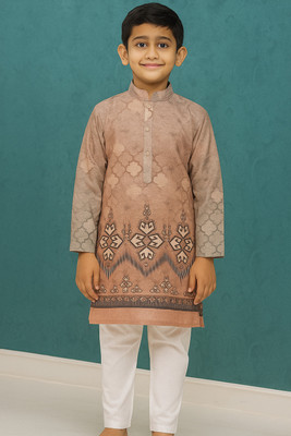 COSMOS ART ENTERPRISE Boys Festive & Party, Wedding Kurta and Pyjama Set(Brown Pack of 1)