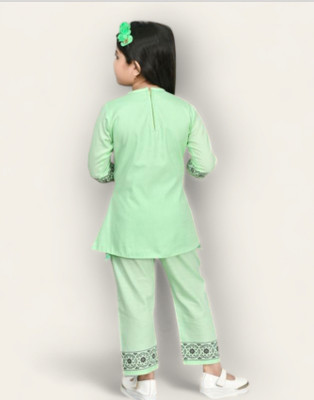 ASRASTORES Girls Festive & Party Kurta and Pyjama Set(Green Pack of 1)