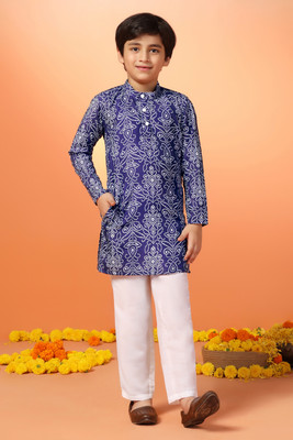 Tasrika Boys Festive & Party Kurta and Pyjama Set(Dark Blue Pack of 2)