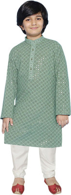 SG YUVRAJ Boys Festive & Party Kurta and Pyjama Set(Green Pack of 1)