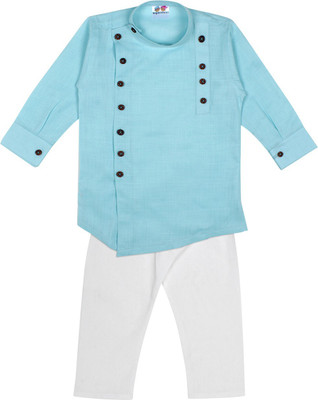 Superminis Baby Boys Festive & Party Kurta and Pyjama Set(Light Blue Pack of 1)