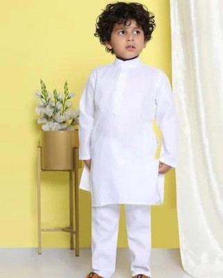 KL Collection Boys Festive & Party Kurta and Pyjama Set(White Pack of 1)