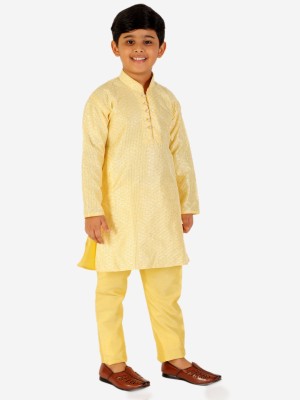 Prakhyat Boys Casual, Wedding Kurta and Pyjama Set(Yellow Pack of 1)