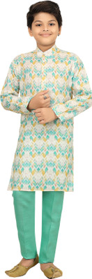 AHHAAAA Boys Festive & Party Kurta and Pyjama Set(Blue Pack of 1)