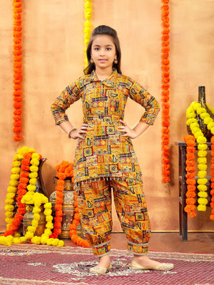 Aarika Girls Festive & Party Kurta and Patiala Set(Yellow Pack of 1)