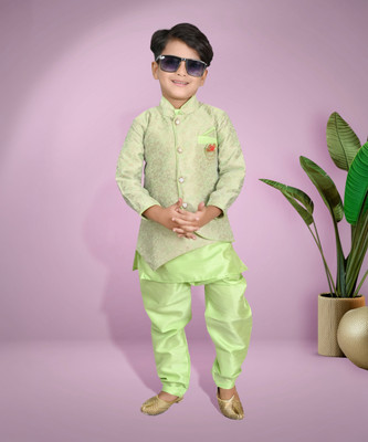 Hasibul Fashion Boys Festive & Party Sherwani and Churidar Set(Blue Pack of 1)