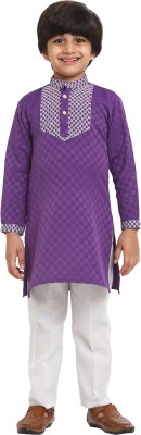 RCENSA Boys Festive & Party Kurta and Pyjama Set(Purple Pack of 1)