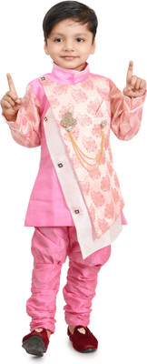 HouseOfCommon Baby Boys Festive & Party Kurta, Waistcoat and Pyjama Set(Multicolor Pack of 1)