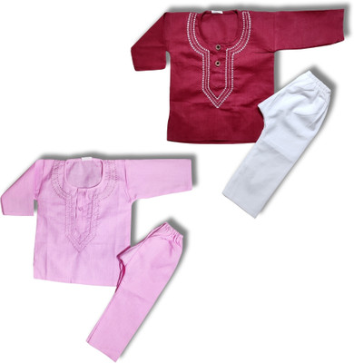 SHIVAAY Baby Boys Casual Kurta and Pyjama Set(Multicolor Pack of 2)