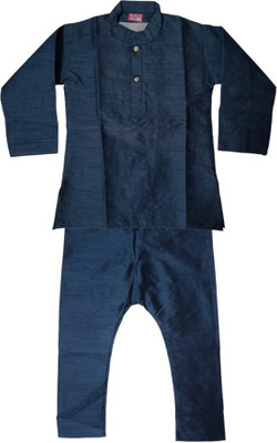 FMSE Boys Festive & Party Kurta and Pyjama Set(Dark Blue Pack of 1)
