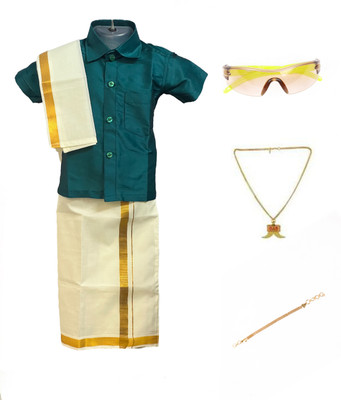 bhandari fashion Boys Formal Shirt & Dhoti Set(Green Pack of 1)