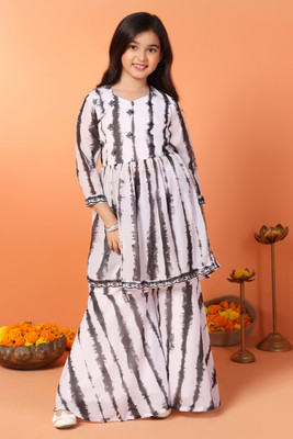 Sangria Girls Festive & Party Kurta and Sharara Set(Black Pack of 1)
