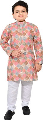 Arshia Fashions Boys Festive & Party Kurta and Pyjama Set(Multicolor Pack of 1)