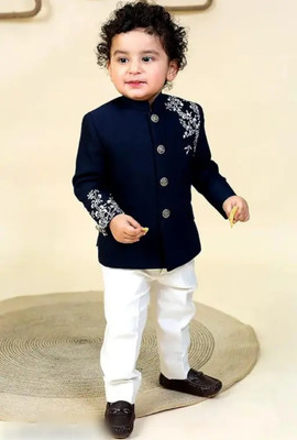 S NAFISHA DRESSES Boys Festive & Party, Wedding Kurta and Pyjama Set(Blue Pack of 1)