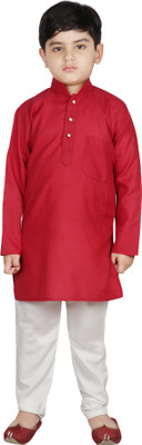SG YUVRAJ Boys Festive & Party, Casual Kurta and Pyjama Set(Maroon Pack of 1)
