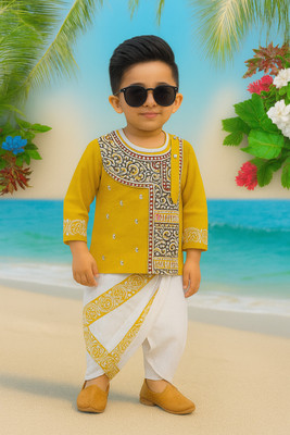 ELAN FASHION Baby Boys Festive & Party Kurta and Dhoti Pant Set(Red Pack of 1)