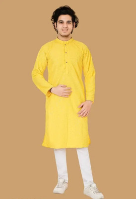 DIGIFASHION Boys Festive & Party Kurta and Pyjama Set(Yellow Pack of 1)