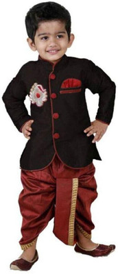 FTC FASHIONS Boys Festive & Party Kurta and Dhoti Pant Set(Black Pack of 1)