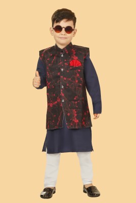 VISHESTA Boys Festive & Party Kurta, Waistcoat and Pyjama Set(White Pack of 1)