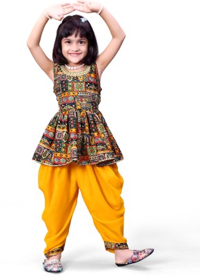 ALMOND STYLE Girls Casual Dhoti & Kurta Set(Yellow Pack of 1)