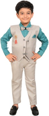 Little Cub Boys Festive & Party Shirt, Waistcoat and Pant Set(Multicolor Pack of 1)