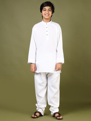 V-MART Boys Festive & Party Kurta and Pyjama Set(White Pack of 3)