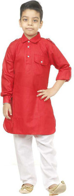 Vanraj Boys Casual Kurta and Pyjama Set(Blue Pack of 1)
