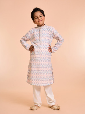 MANYAVAR Boys Festive & Party Kurta and Pyjama Set(White Pack of 1)