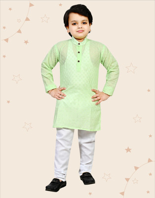 Kidotsav Boys Festive & Party Kurta and Pyjama Set(Green Pack of 1)