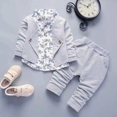 HouseOfCommon Baby Boys & Baby Girls Festive & Party Blazer and Pant Set(Grey Pack of 1)