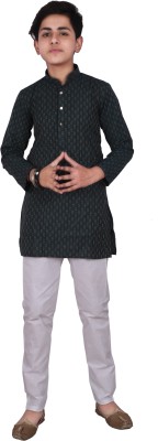 PRO ETHIC Boys Festive & Party Kurta and Pyjama Set(Dark Green Pack of 1)